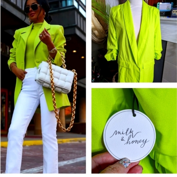 Revolve Milk & HoneyLine Green Longline Blazer with Relaxed Fit - Picture 5 of 5